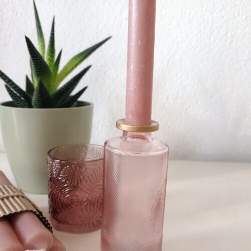 Theelicht Roze glas 7 x 8cm