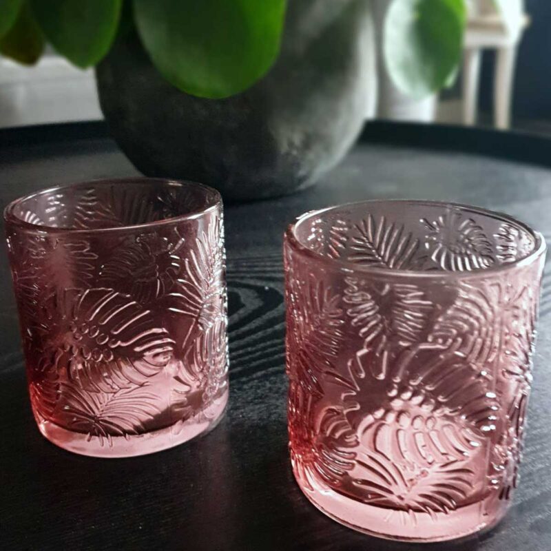 Theelicht Roze glas 7 x 8cm